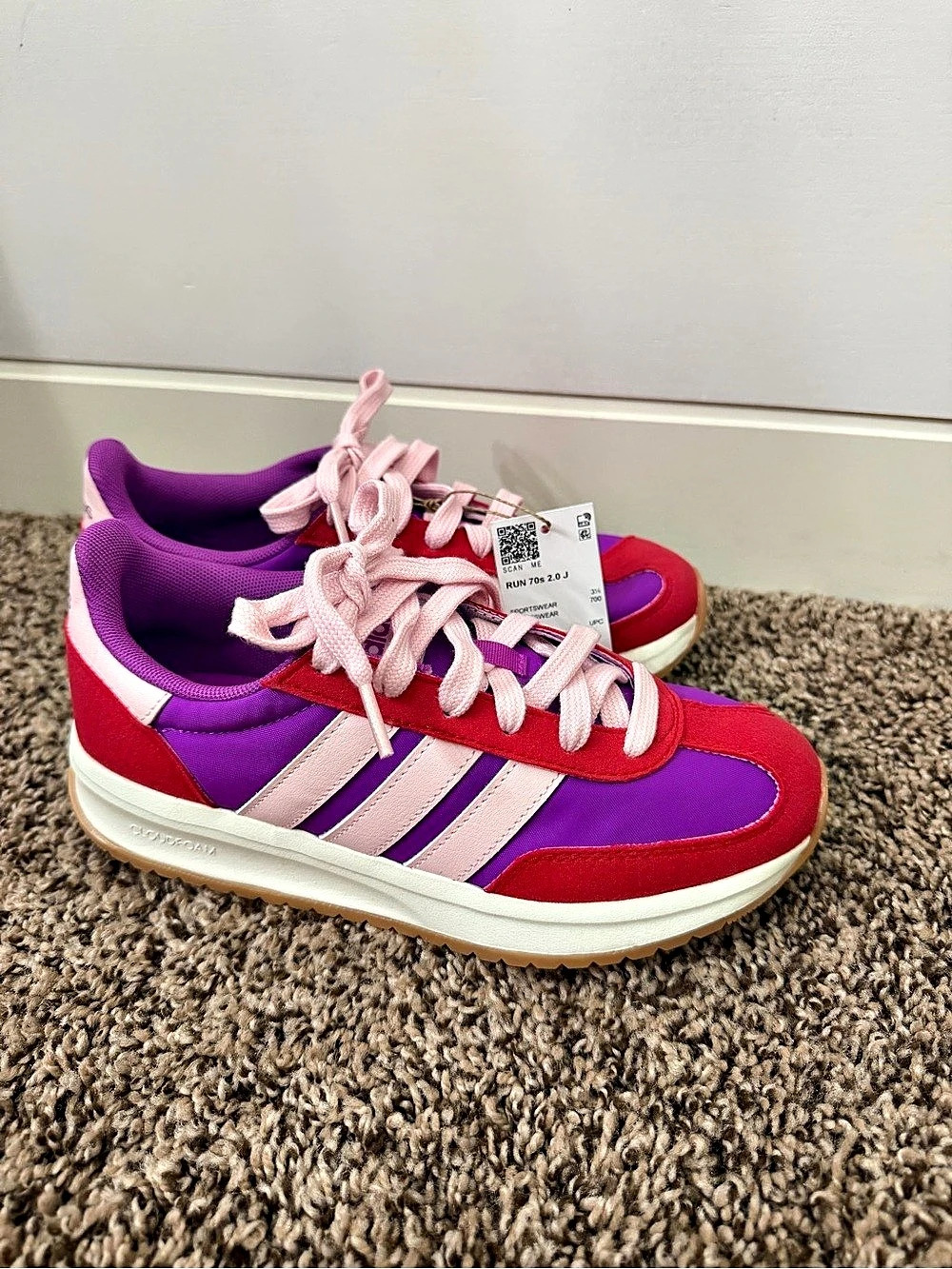 NWT adidas Run 70s 2.0 J Purple Pink Red Sneakers Youth 4
